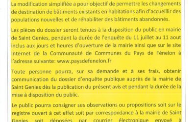 Projet de modification simplifiée 2 du plan local d’urbanisme (PLU) de la Commune de Saint-Geniès