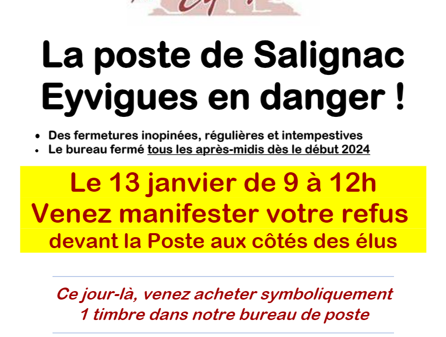 La poste de Salignac-Eyvigues est en danger !!