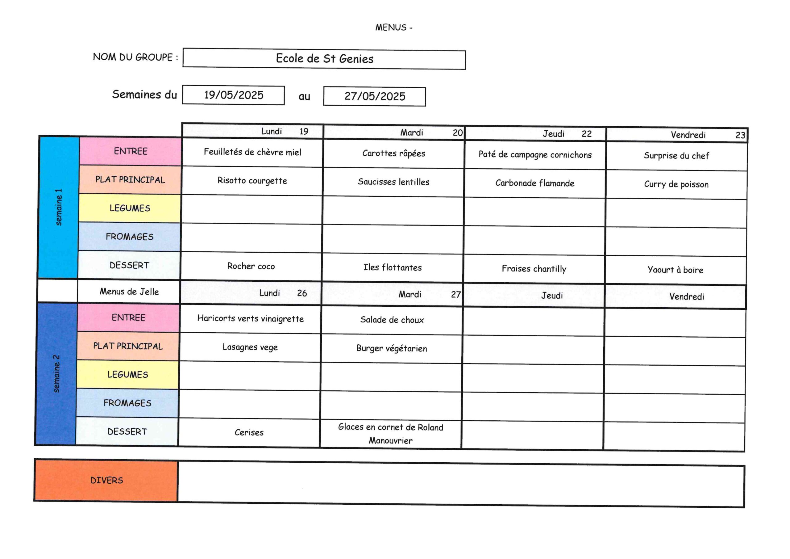 menus cantine 1905 au 2705