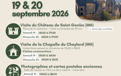 Journées du Patrimoine 19 et 20 septembre 2026 à Saint-Geniès